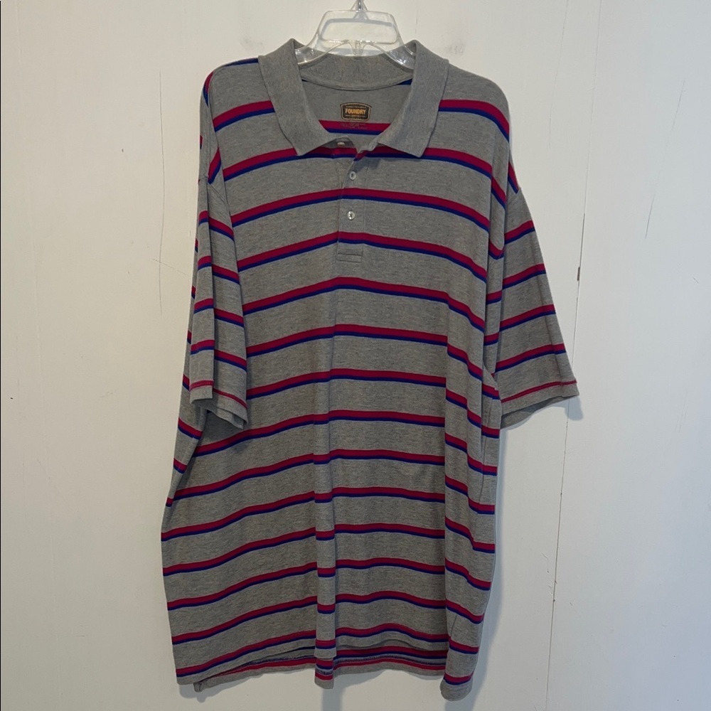 The Foundry Supply Co. Gray Striped Polo Shirt S2